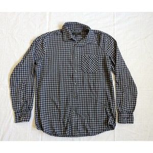Men's Banana Republic Collared Long Sleeve Standard Fit Shirt Plaid Gray Blue M